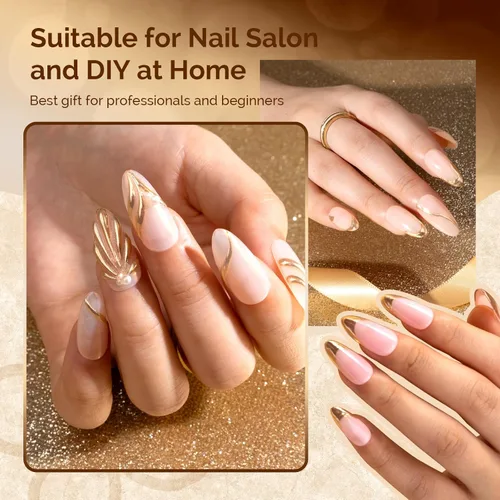 Miniatura 6 de MelodySusie Polvo para Uñas Oro Champán con Efecto Cromo para Uñas de Gel, Pigmento Metálico con Efecto Espejo, Purpurina Fina Elegante