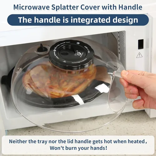 Miniatura 7 de Tapa Protectora contra Salpicaduras para Microondas de 10.2 Pulgadas con Vaporizador de Agua, Protector Transparente contra Salpicaduras