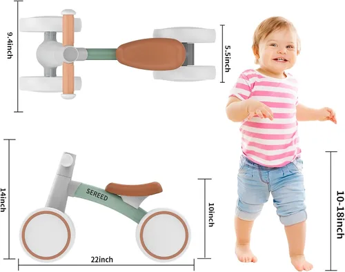 Miniatura 3 de SEREED - Bicicleta de equilibrio para bebés de 1 año, niños y niñas de 12 a 24 meses, primera bicicleta para niños de 4 ruedas, regalos de primer