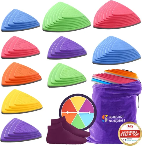 Special Supplies Stepping Stones for Kids Indoor and Outdoor Balance Blocks Promote Coordination, Balance Strength Child Safe Rubber, Non-Slip