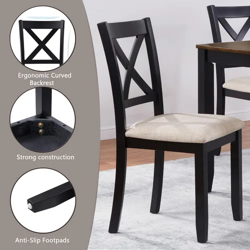 Miniatura 5 de Bellemave Juego de mesa de comedor de 6 piezas para 6 mesas de cocina rectangulares con 4 sillas de comedor y banco, juego de comedor para 6