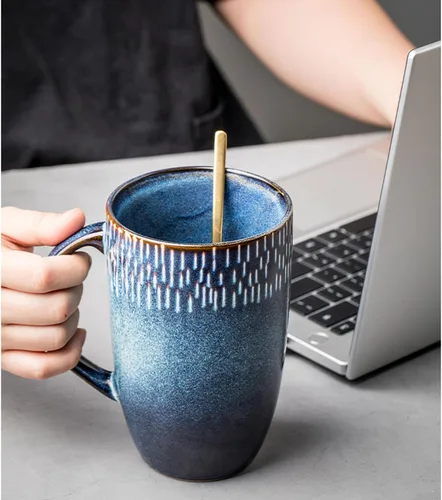 Miniatura 4 de Tazas de café grandes de cerámica, 21 onzas, diseño de mango grande, taza de té y café extra grande para oficina y hogar, aptas para microondas