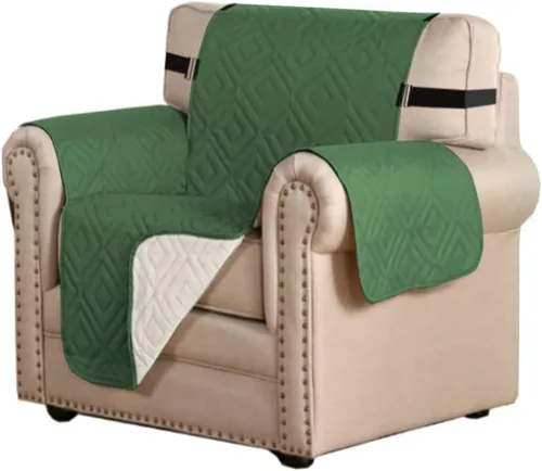 Miniatura 8 de H.VERSAILTEX Funda reversible para silla, protector de muebles antideslizante, resistente al agua, con correas elásticas de 2 pulgadas