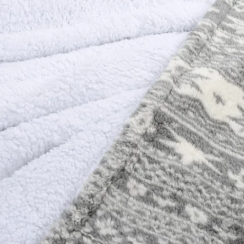 Miniatura 4 de Manta de sherpa gris, súper suave, cálida, cómoda, con copos de nieve, manta reversible esponjosa, manta temática de vacaciones (50 x 60 pulgadas)