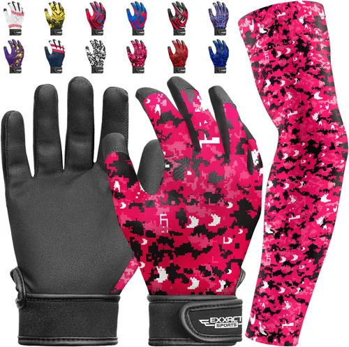 Miniatura 21 de Guantes de bateo para jóvenes de Exxact Sports con mangas para brazos para niños y niñas, guantes de béisbol para niños para bateo de sóftbol