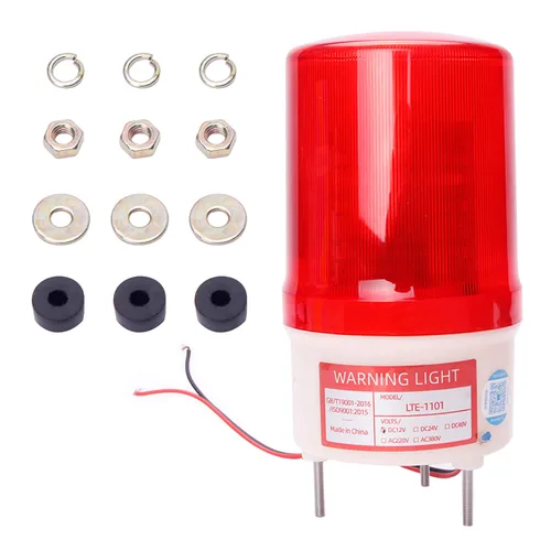 Bettomshin Bombilla de advertencia estroboscópica, 12 V CC 10 W, torre de señal industrial, sin zumbador, lámpara indicadora de alarma para obras de