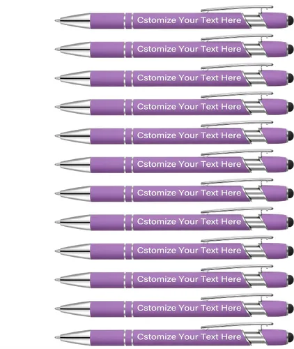 Miniatura 14 de Kingluu 24 unidades de bolígrafos personalizados con lápiz óptico, escritura suave, tinta negra, bolígrafos personalizados con su nombre, logotipo