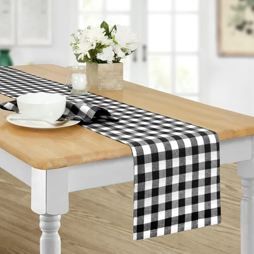 Miniatura 23 de Home Bargains Plus Country Rustic Buffalo - Juego de 4 manteles individuales de algodón a cuadros, color negro, a cuadros, de fácil cuidado