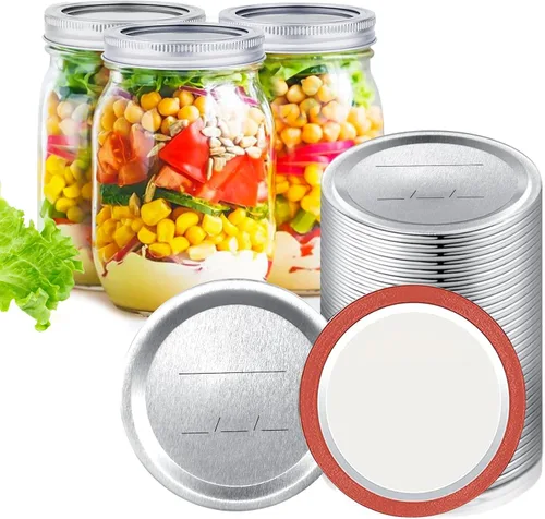 Miniatura 8 de Tapas de conservas para tarros de masón, 24 piezas, tapas de repuesto de boca regular, sellado hermético a prueba de fugas, material de grado