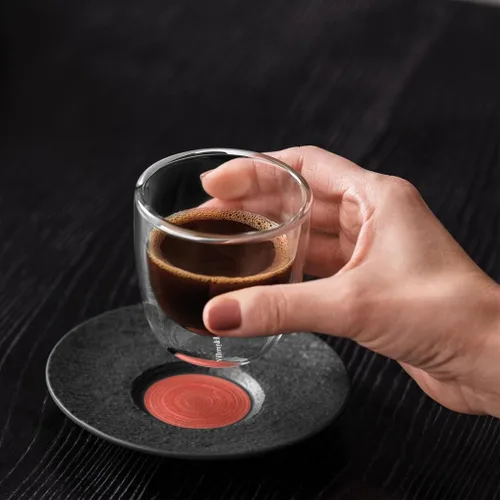 Miniatura 4 de Villeroy & Boch - Fabricación Rock Glow cafe au lait platillo, platillo discreto hecho de porcelana premium, apto para lavavajillas, cobre, negro