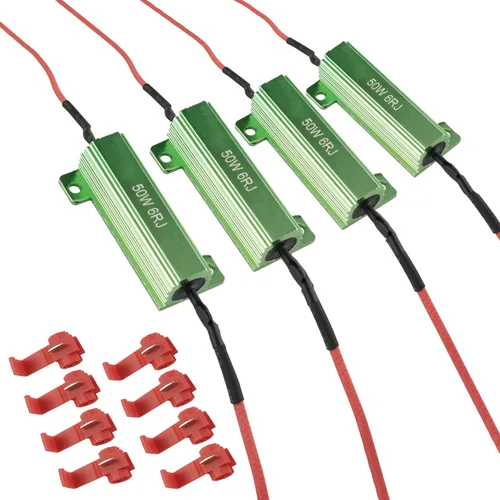 iBrightstar Resistencias de carga 50W 6ohm, para corregir el código de error de la bombilla LED intermitente rápida y señal de giro Verde-4 pcs