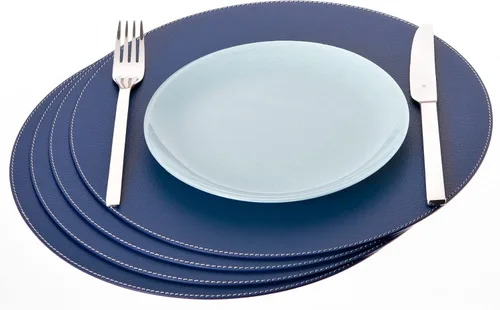 Miniatura 12 de Nikalaz Nikalaz - Juego de 4 manteles individuales redondos de cuero reciclado de 15 pulgadas, decoración de mesa de comedor y cocina (negro)
