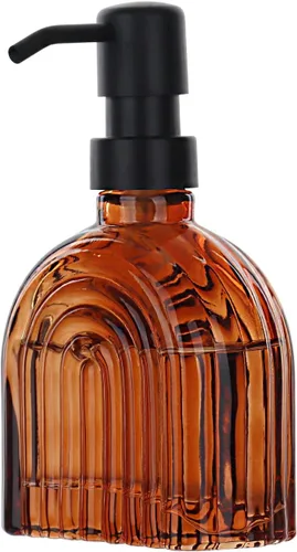 Dispensador de Jabón de Vidrio para Cocina y Baño, 9 Oz, Dispensador de Jabón Líquido Moderno Recargable para Jabón de Manos, Botella Dispensadora