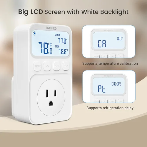 Miniatura 7 de INKBIRD Termostato digital Salida Controlador de temperatura Toma de corriente Control de calefacción/enfriamiento 1200W 10A Pantalla retroiluminada
