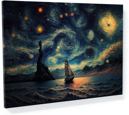 Miniatura 11 de Sense Canvas Pop Art The Starry Night 20 - Lienzo decorativo para decoración del hogar, póster grande de 40 x 30 pulgadas, 0.75 pulgadas