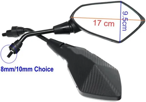 Miniatura 3 de Espejos laterales para espejo convexo, 0.315 in, 0.394 in, fibra de carbono, 2 unids par de espejos retrovisores de motocicleta Scooter E Bike