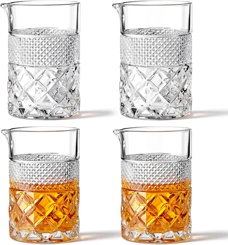 Miniatura 8 de Dandat 6 Pcs Cocktail Mixing Glass 24 oz Crystal Stirring Glass Thick Bottom Seamless Cocktail Pitcher for Home Bartender Bar Whiskey Martini Drink
