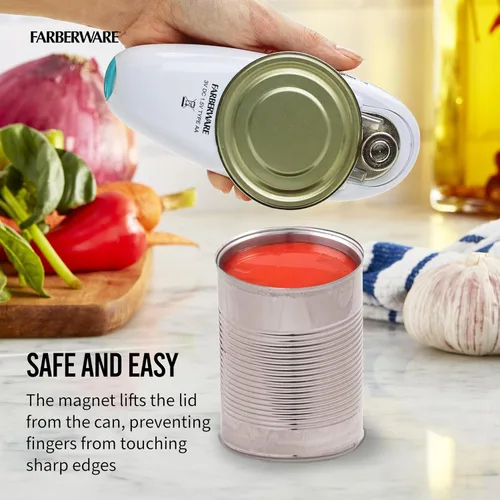 Miniatura 3 de Farberware Abrelatas automático compacto con pilas, manos libres, para cualquier tamaño de lata, con imán para quitar de forma segura la tapa