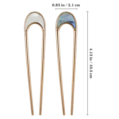 Miniatura 2 de Lurrose 2 palillos de pelo vintage de metal para el cabello, palillos elegantes de luna, tocado en forma de U, accesorios de peinado para mujeres