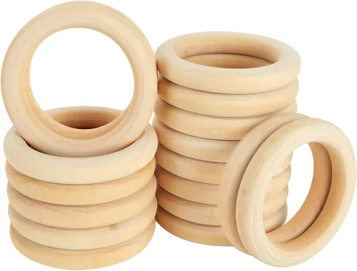 20 anillos de madera de 4 pulgadas para manualidades, anillos de madera sin terminar de 3.937 in, anillos de madera de macramé, anillos de madera