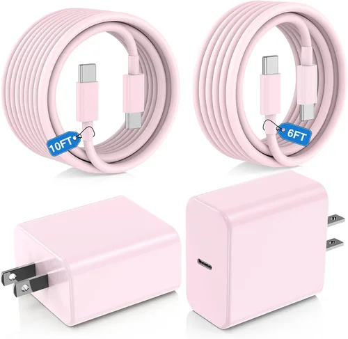 Miniatura 8 de Cargador súper rápido tipo C de 45 W para Samsung Galaxy S25/S24/S23 Ultra, cargador de teléfono USB C Android con cables tipo C de 6 pies/10 pies