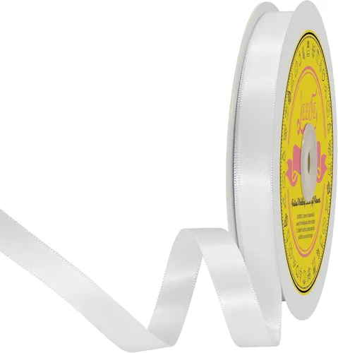 Miniatura 167 de Cinta de satén blanca antigua de doble cara de 1-1/2 pulgadas x 50 yardas, cinta de poliéster para envolver regalos, día de San Valentín, bodas