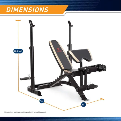 Miniatura 2 de Marcy Olympic Workout Bench for Home Gym Strength Training Equipment with Preacher Curl Pad and Weight Rack Storage, White/Black