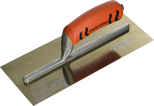 Miniatura 2 de Kraft Tool PL460PF - Paleta de yeso de acero inoxidable dorado con mango ProForm, 13 x 5 pulgadas, multicolor