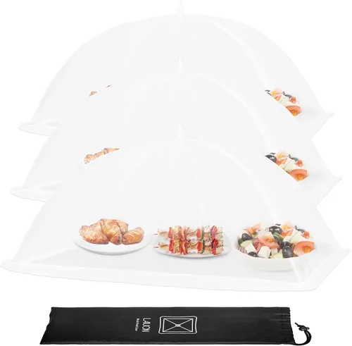 Cubierta extra grande para alimentos, 3 Jumbo (40 x 23.7 pulgadas), tiendas de campaña de malla blanca para servir, tiendas de campaña emergentes