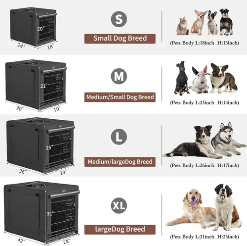 Miniatura 5 de DONORO Jaulas para Perros de Tamaño Pequeño para Interiores con Doble Puerta, Perreras y Casas para Cachorros y Gatos, Jaulas de Metal Plegables