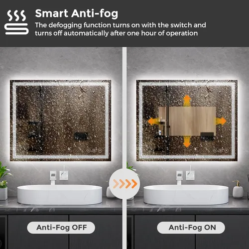 Miniatura 4 de Koonmi - Espejo de baño LED de 30 x 36 pulgadas, retroiluminación + iluminación frontal, espejo de baño LED con luces para pared, 3