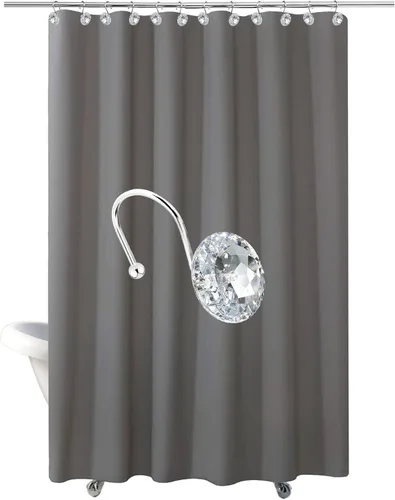 Miniatura 8 de 12 piezas de ganchos para cortina de ducha para baño, ganchos para cortinas de ducha de acero inoxidable resistentes al óxido con strass decorativos