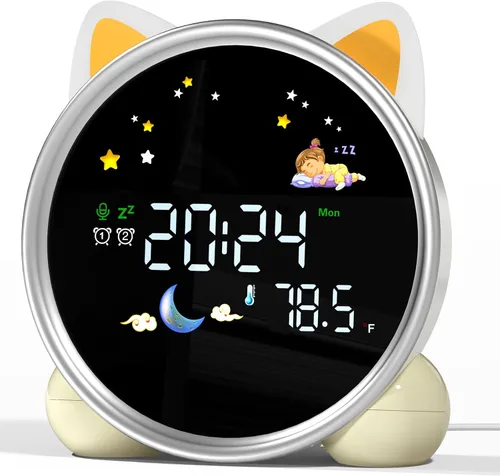 Miniatura 11 de ANALOI Reloj despertador para niños, reloj despertador Ok to Wake para niños, reloj de luz nocturna para dormitorio, reloj despertador para gatos