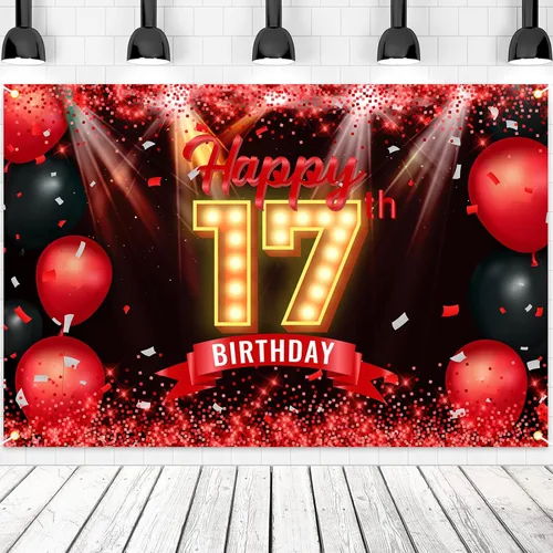 Miniatura 15 de Cartel de feliz cumpleaños 10 años, fondo rojo y negro, decoraciones de cumpleaños para niñas y niños de 10 años, artículos de fotografía