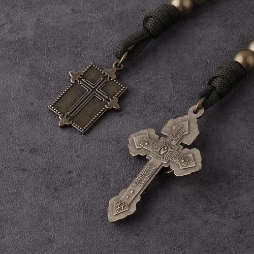 Miniatura 17 de Rosario de bolsillo estilo abierto una década de acero inoxidable rosario católico con crucifijo medalla de San Benito con bolsa de regalo