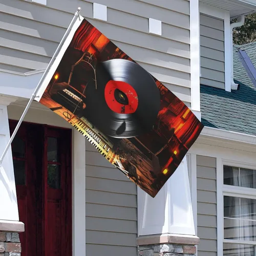 Miniatura 6 de Bandera de estudio de música de 3 x 5 pies para exteriores, divertida bandera de jardín, bandera de doble cara, pancarta de bienvenida
