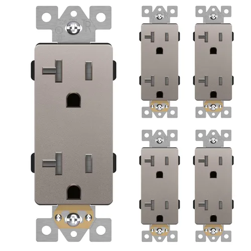 Miniatura 58 de LIDER LR15-TR-GD5P - Receptáculo decorativo mate c/tapa frontal intercambiable, tomacorriente a prueba de manipulaciones/niños, autoconexión a Dorado