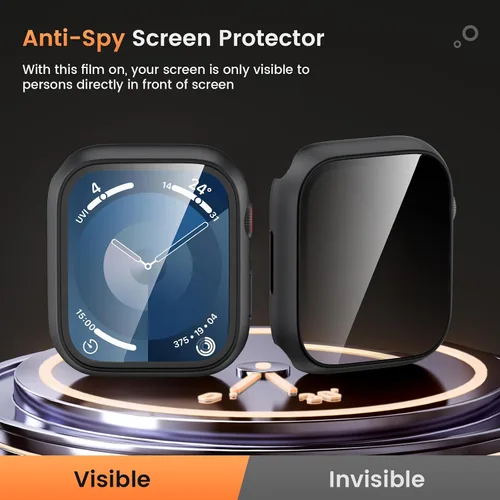 Miniatura 3 de Goton Funda impermeable con protección de privacidad para Apple Watch, película de vidrio templado anti-espía, cubierta para iWatch, carcasa rígida