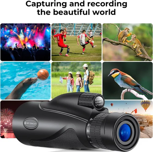 Miniatura 7 de K&F Concept Monocular zoom de 8-32 x 50 – Prisma de doble enfoque de alta potencia monoculares compactos para niños y adultos, con adaptador