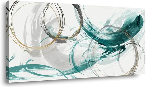 Miniatura 12 de Sxurmtiie Lienzo decorativo para pared, arte abstracto, fantasía azul, grafiti colorido sobre fondo blanco, 32 x 48 pulgadas, arte moderno