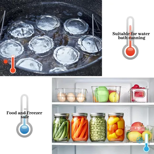Miniatura 7 de 72 tapas de conservas con anillos para boca regular, tapas de tarros Mason de 2.77 pulgadas, boca regular, tapas y anillos reutilizables a prueba
