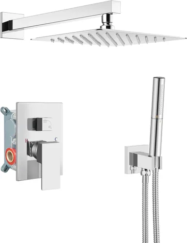 Miniatura 28 de Aolemi - Sistema de ducha con cabezal de lluvia y grifo de mano montado en la pared, juego completo de accesorios de ducha de alta presión