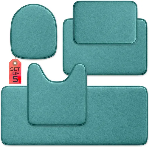 Miniatura 48 de Alfombra de baño de lujo – 1 pieza de alfombrilla de baño de espuma viscoelástica, antideslizante y ultrasuave, altamente absorbente, fácil