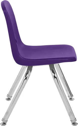Miniatura 4 de FDP - Silla escolar apilable de 12 pulgadas, asiento apilable para estudiantes con patas de acero cromado y deslizadores giratorios de nailon