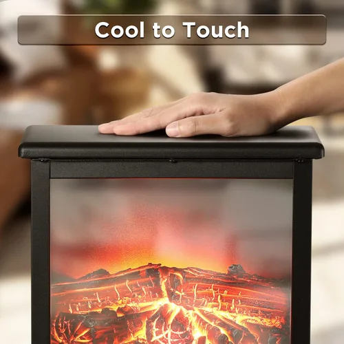 Miniatura 6 de TURBRO Suburbs TS17Q - Chimenea eléctrica infrarroja, 19 pulgadas, vista de 3 lados, llama realista, protección contra sobrecalentamiento