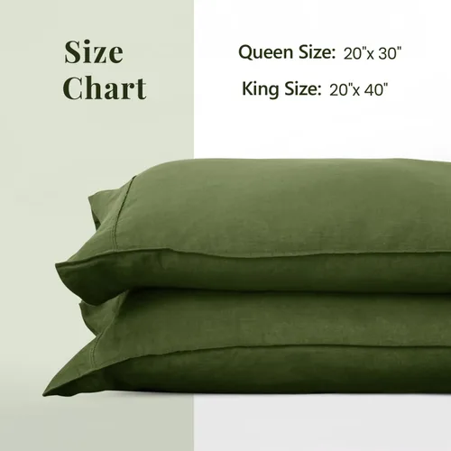 Miniatura 4 de S VICTORY SYMBOL Juego de 2 fundas de almohada de lino 100% orgánico de 20 x 30 pulgadas, lino natural francés suave y duradero, color verde enebro
