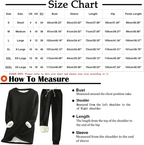 Miniatura 2 de Oggfader Womens Winter 2 Piece Outfits Fleece Lined Crewneck Pullover Tops Drawstring Pants Sets Lounge Wear