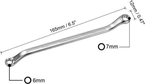 Miniatura 34 de uxcell Llave métrica de extremo de caja doble de 0.512 in x 0.630 in con desplazamiento de 12 puntos, cromada, acero Cr-V