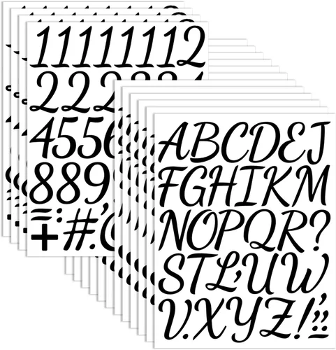 Miniatura 15 de 840 piezas de 16 hojas de calcomanías de letras grandes de 2 pulgadas, calcomanías de vinilo autoadhesivas impermeables para números, adecuadas