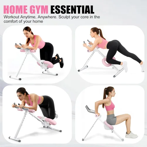 Miniatura 7 de Entrenadores abdominales - Máquina de entrenamiento abdominal ajustable, equipo de entrenamiento abdominal plegable con protección para las rodillas